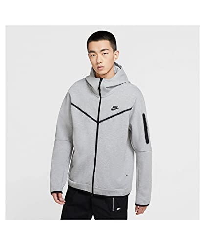 Nike Men's Sportswear Tech Fleece Full-Zip Hoodie, Dark Grey Heather/Black, X-Large