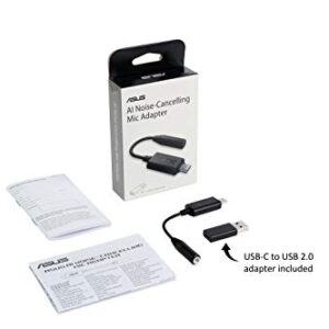 ASUS Ai Noise-Canceling Mic Adapter | Built-in Artificial Intelligence Isolates Background Noise, Enhance Voice Clarity | Improve Quality of Conference Calls, Music | Supports USB-C & USB 2.0-3.5 mm