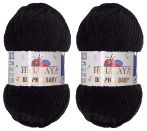 himalaya dolphin baby yarn 100% micropolyester lot of 2 skn 264 yards 2x100gram super bulky :6 baby chenille yarn (80311)