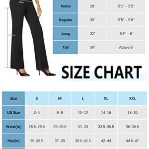 Tapata Women's 28''/30''/32''/34'' Stretchy Bootcut Dress Pants with Pockets Tall, Petite, Regular for Office Work Business 32", Black, M