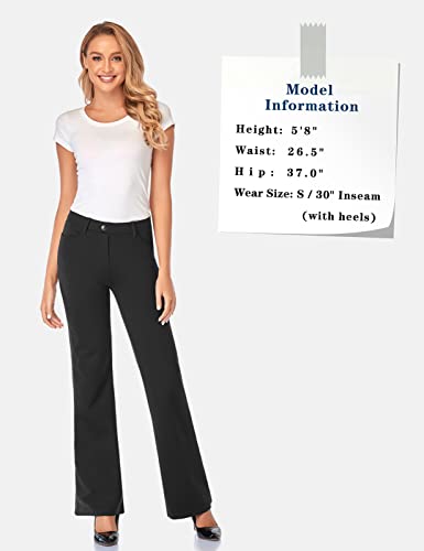 Tapata Women's 28''/30''/32''/34'' Stretchy Bootcut Dress Pants with Pockets Tall, Petite, Regular for Office Work Business 32", Black, M