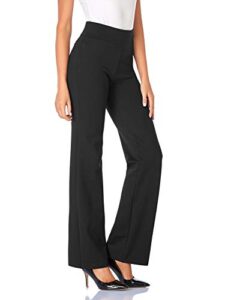 tapata women's 32'' high waist stretchy bootcut dress pants tall, petite, regular for office business casual black,s