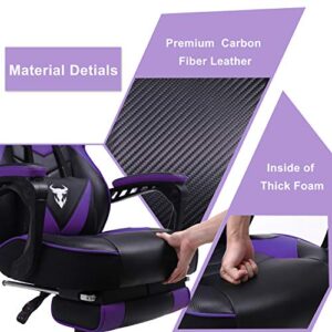 Zeanus Purple Gaming Chair Reclining Computer Chair with Footrest High Back Gamer Chair with Massage Ergonomic Gaming Chair Racing Style Chair for Heavy People Big and Tall Gaming Chairs for Adults