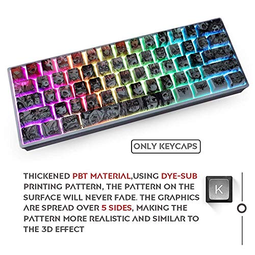 Gliging Anime Keycaps 108 PBT Dye Sublimation OEM Profile Japanese Anime Keycap for 61/87/104/108 Cherry Mx Gateron Kailh Switch Mechanical Keyboard