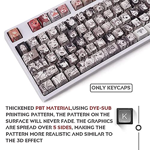 Gliging Anime Keycaps 108 PBT Dye Sublimation OEM Profile Japanese Anime Keycap for 61/87/104/108 Cherry Mx Gateron Kailh Switch Mechanical Keyboard