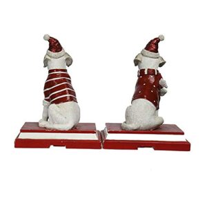 Comfy Hour Joyful Holiday Collection 9" Dog Stocking Hanger, Winter Christmas Decoration, Red, Set of 2, Polyresin