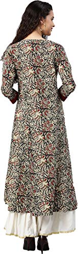 Rayon Angrakha Style Printed Indian Kurtis for Women (as1, alpha, x_s, regular, regular, Maroon)