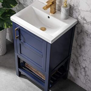 UrbanFurnishing.net Bailey 20" Single Bathroom Vanity with Porcelain Top - Blue