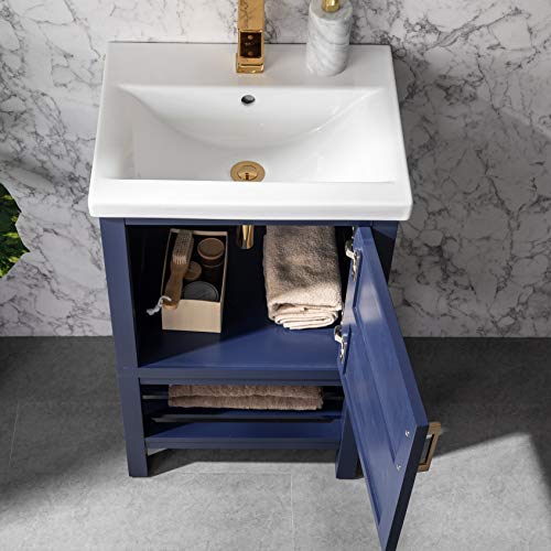 UrbanFurnishing.net Bailey 20" Single Bathroom Vanity with Porcelain Top - Blue