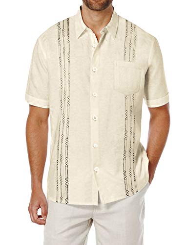 COOFANDY Men's Casual Cotton Beach Button Down Dress Shirt Summer Linen T-Shirt