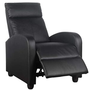 polar aurora massage recliner chair pu leather vibratory massage function theater chair ergonomic lounge for living room(black)