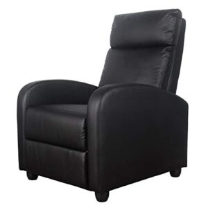 Polar Aurora Massage Recliner Chair PU Leather Vibratory Massage Function Theater Chair Ergonomic Lounge for Living Room(Black)