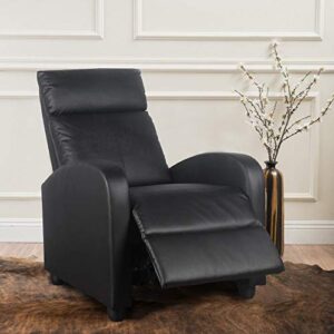 Polar Aurora Massage Recliner Chair PU Leather Vibratory Massage Function Theater Chair Ergonomic Lounge for Living Room(Black)