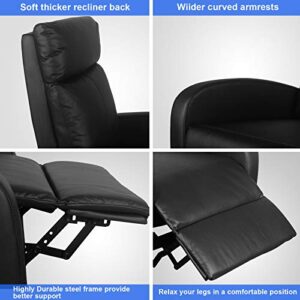 Polar Aurora Massage Recliner Chair PU Leather Vibratory Massage Function Theater Chair Ergonomic Lounge for Living Room(Black)