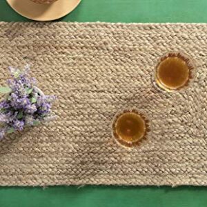 Madhu International Natural Jute Table Runner Rug, Long-Lasting Hand-Woven Rectangular Area Rug, Made from Jute Material for Indoor & Covered Door Entrances, 13 X 48 Inch