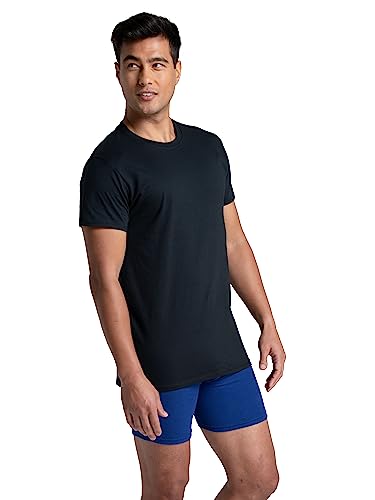 Fruit of the Loom Men's Eversoft Cotton Stay Tucked Crew T-Shirt, Regular Fit, Assorted Colors, Large, Pack of 6