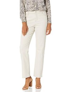 bandolino women's mandie signature fit 5 pocket high rise straight jean, creamstone, 6 petite short