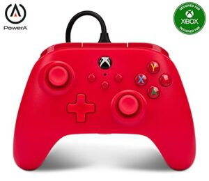 powera wired controller for xbox series x|s - red