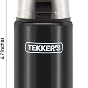 TEKKER'S Insulated Thermos Food Jar Lunch Thermos 17 Oz Stainless Steel Container Kids Vacuum Flask Folding Spoon Office Travel Camping Work School Outdoors Black Gamepads