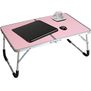 jucaifu foldable laptop table, bed desk, breakfast serving bed tray, portable mini picnic table & ultra lightweight, folds in half with inner storage space (pink)
