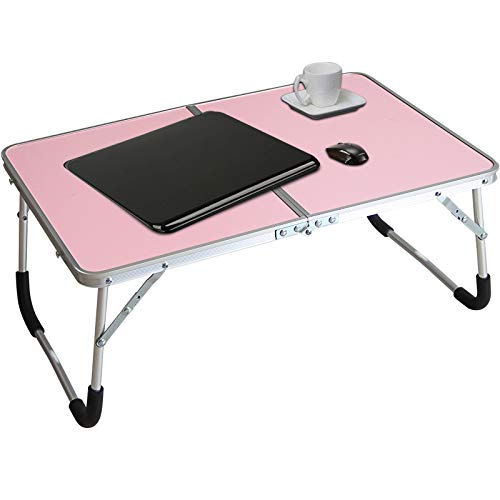 Jucaifu Foldable Laptop Table, Bed Desk, Breakfast Serving Bed Tray, Portable Mini Picnic Table & Ultra Lightweight, Folds in Half with Inner Storage Space (Pink)