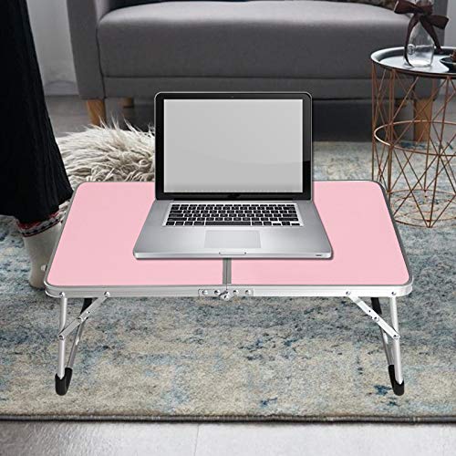 Jucaifu Foldable Laptop Table, Bed Desk, Breakfast Serving Bed Tray, Portable Mini Picnic Table & Ultra Lightweight, Folds in Half with Inner Storage Space (Pink)