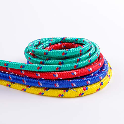 SunnyFence 3/8”, 200ft / 61m, (4 Packs X 3/8” X 50ft) Diamond Braided Polypropylene Premium Rope/Ropes Heavy Duty Rope with Red/Yellow/Blue/Green