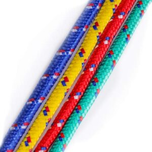 SunnyFence 3/8”, 200ft / 61m, (4 Packs X 3/8” X 50ft) Diamond Braided Polypropylene Premium Rope/Ropes Heavy Duty Rope with Red/Yellow/Blue/Green