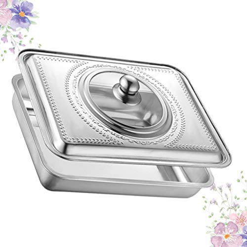 Cabilock Glass Dishes Griddle Cover Stainless Steel Pan Cover Lid for Chafing Dishes and Steam Table Pans Pan Lids for Food Warmer Buffet Serving Chafing Dishes with Window S Griddle Cover Metal Tray