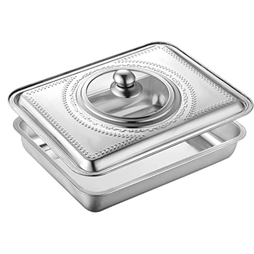 Cabilock Glass Dishes Griddle Cover Stainless Steel Pan Cover Lid for Chafing Dishes and Steam Table Pans Pan Lids for Food Warmer Buffet Serving Chafing Dishes with Window S Griddle Cover Metal Tray