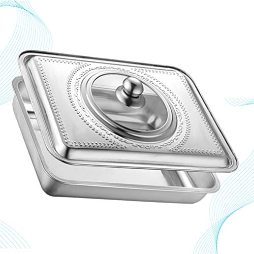 Cabilock Glass Dishes Griddle Cover Stainless Steel Pan Cover Lid for Chafing Dishes and Steam Table Pans Pan Lids for Food Warmer Buffet Serving Chafing Dishes with Window S Griddle Cover Metal Tray