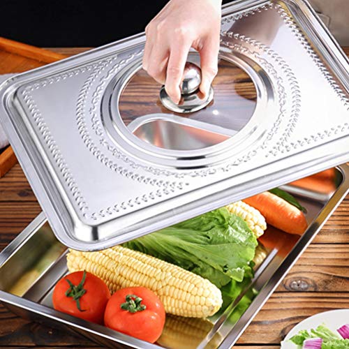 Cabilock Glass Dishes Griddle Cover Stainless Steel Pan Cover Lid for Chafing Dishes and Steam Table Pans Pan Lids for Food Warmer Buffet Serving Chafing Dishes with Window S Griddle Cover Metal Tray