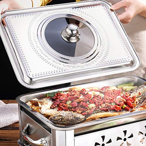 Cabilock Glass Dishes Griddle Cover Stainless Steel Pan Cover Lid for Chafing Dishes and Steam Table Pans Pan Lids for Food Warmer Buffet Serving Chafing Dishes with Window S Griddle Cover Metal Tray