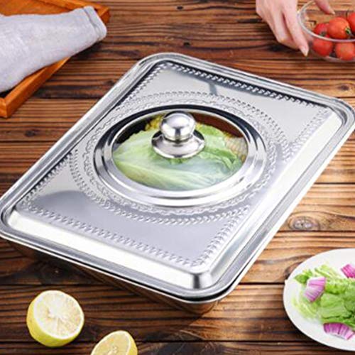 Cabilock Glass Dishes Griddle Cover Stainless Steel Pan Cover Lid for Chafing Dishes and Steam Table Pans Pan Lids for Food Warmer Buffet Serving Chafing Dishes with Window S Griddle Cover Metal Tray