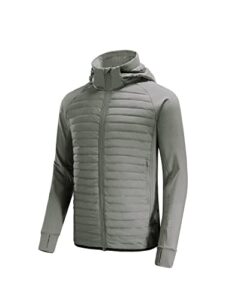 baleaf men's running jacket lightweight thumble hole warm up puffer jacket hybrid thermal coat insulated hiking golf olive m
