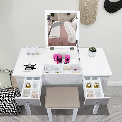 AODAILIHB Vanity Desk with Flip Top Mirror and Tool Set Dressing Table Makeup Desk Large Storage Capacity Work and Study Writing Table Bedroom Furniture