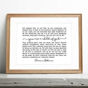 Our Deepest Fear Wall Art, Inspirational Quotes, Motivational Art Print, You Are A Child of God, 8 x 10 Inches Unframed