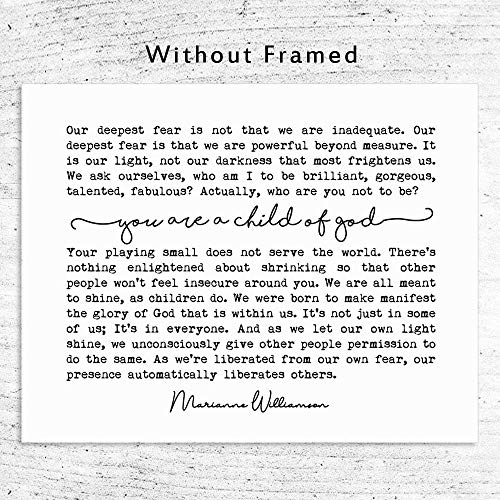 Our Deepest Fear Wall Art, Inspirational Quotes, Motivational Art Print, You Are A Child of God, 8 x 10 Inches Unframed