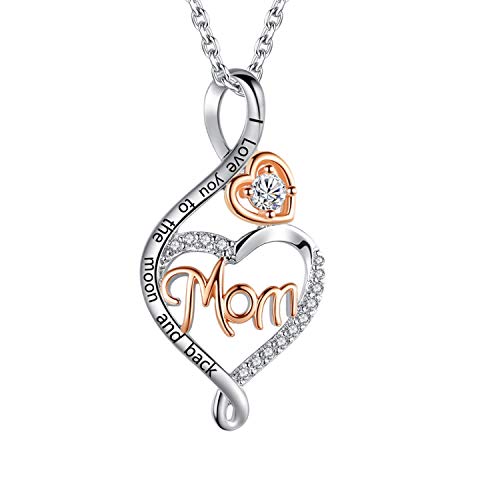 BFF&UNICORN Gifts for Mom,Sterling Silver Heart Infinity Mom Necklaces for Women,Birthday Mothers Day Jewelry Gifts for Mom from Daughter Son