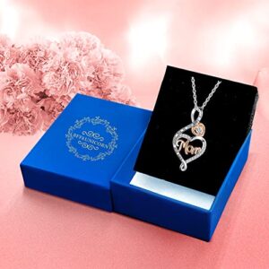 BFF&UNICORN Gifts for Mom,Sterling Silver Heart Infinity Mom Necklaces for Women,Birthday Mothers Day Jewelry Gifts for Mom from Daughter Son