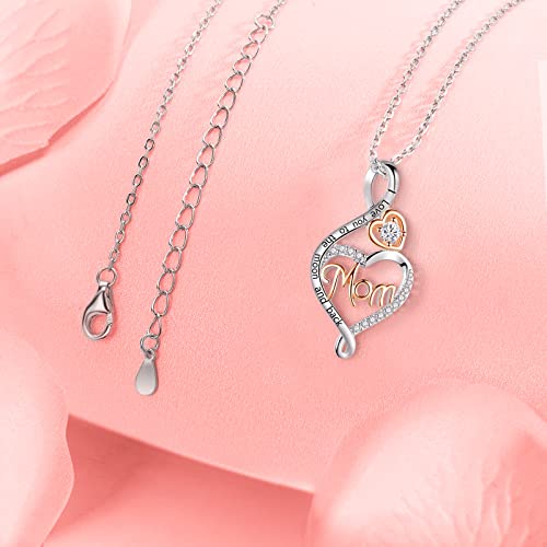 BFF&UNICORN Gifts for Mom,Sterling Silver Heart Infinity Mom Necklaces for Women,Birthday Mothers Day Jewelry Gifts for Mom from Daughter Son