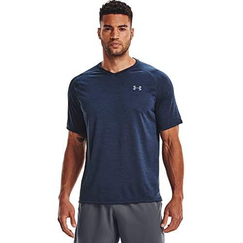 Under Armour Men's Tech 2.0 V-Neck Short-Sleeve T-Shirt , Academy Blue (408)/Steel , 4X-Large Tall