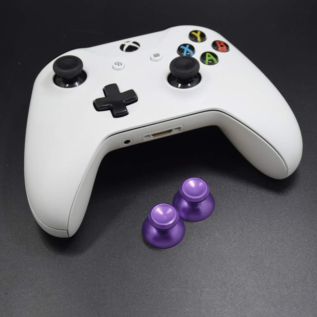 TOMSIN Metal Thumbsticks for Xbox One/ PS4 Controllers, Aluminum Joysticks Replacement Parts for Xbox One S (2 Pcs) (Purple)