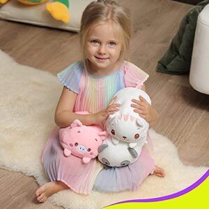 Onsoyours Plush Toys Set, 3Pcs Stuffed Animals with Panda, Pig and Cat, Creative Decoration Cuddly Plush Pillows 9" for Kids Girls Boys (Panda/Pig/Cat)
