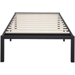 YITAHOME 14 Inch Platform Bed Frame, Wood Slats Support Reinforced Mattress Foundation 550 Lbs, Heavy Duty No Box Spring Needed, Black, Twin Size