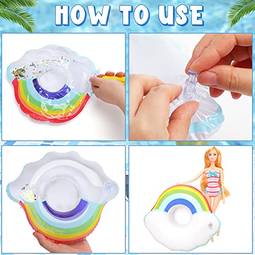 Pool Floaties for Girl Dolls, Fun Swimming Pool Party Ring Inflatable Drink Holder for11.5 inch Dolls Pool Toys