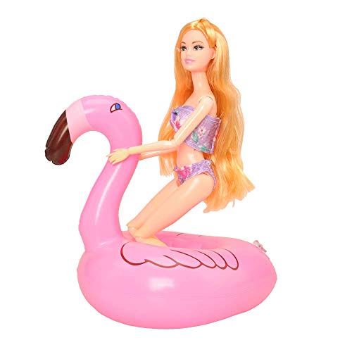 Pool Floaties for Girl Dolls, Fun Swimming Pool Party Ring Inflatable Drink Holder for11.5 inch Dolls Pool Toys