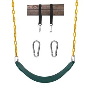 sunnyglade swings seats heavy duty with 66" chain,playground swing set accessories replacement with snap hooks and hanging strap support 440lb (green)