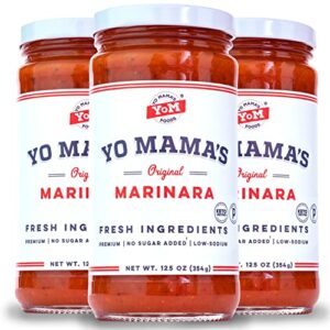 keto marinara sauce by yo mama's foods - marinara pasta sauce for pasta, pizza, and gourmet dishes | (3) 12.5 ounce pasta sauce jars | no sugar added, low carb, low sodium, gluten free, paleo friendly, and made with whole, non-gmo tomatoes!
