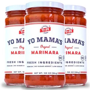 Keto Marinara Sauce by Yo Mama's Foods - Marinara Pasta Sauce for Pasta, Pizza, and Gourmet Dishes | (3) 12.5 Ounce Pasta Sauce Jars | No Sugar Added, Low Carb, Low Sodium, Gluten Free, Paleo Friendly, and Made with Whole, Non-GMO Tomatoes!